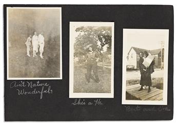 (PHOTOGRAPHY.) Pair of photo albums showing boxcar-riding, gun-toting, cowboy women and more.